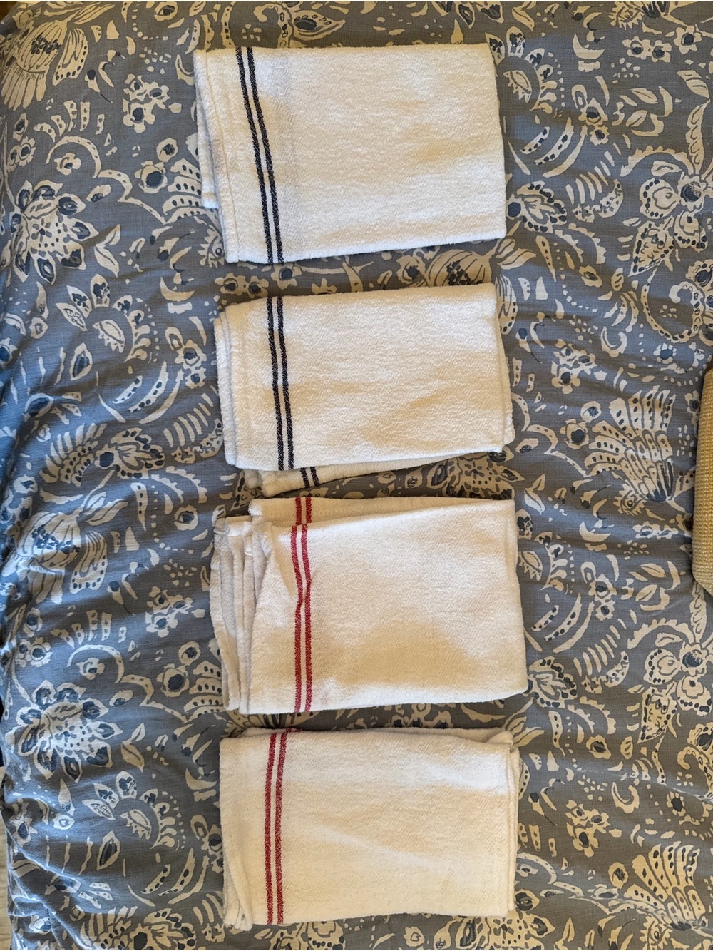 Classic White Towels with Stripe Accent - Pack of 4